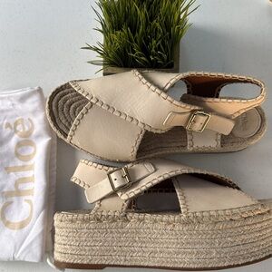 Chloe Cream Espadrille Platform Sandals